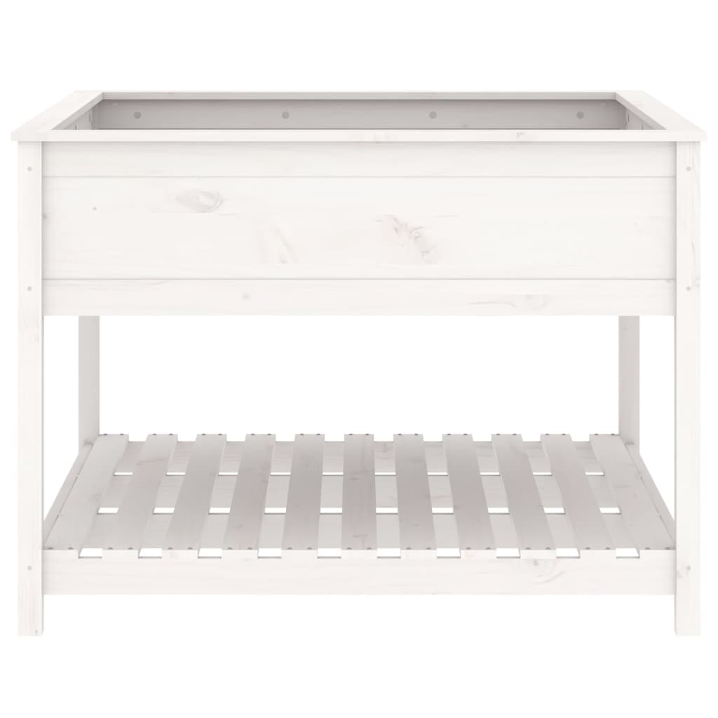 Planter with Shelf White 111,5x111,5x81 cm Solid Wood Pine