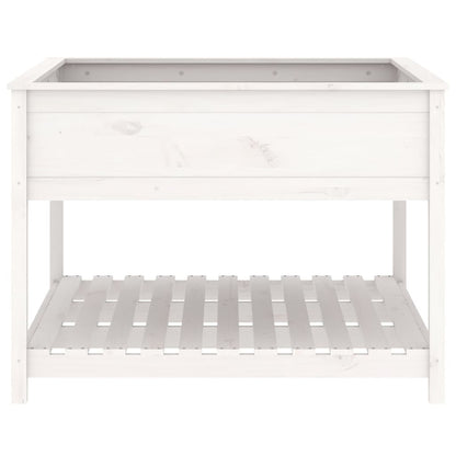 Planter with Shelf White 111,5x111,5x81 cm Solid Wood Pine
