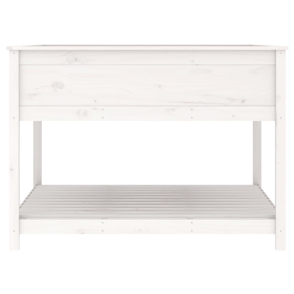 Planter with Shelf White 111,5x111,5x81 cm Solid Wood Pine