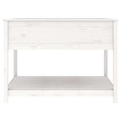 Planter with Shelf White 111,5x111,5x81 cm Solid Wood Pine