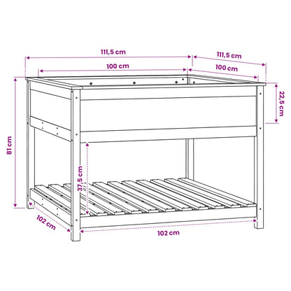 Planter with Shelf White 111,5x111,5x81 cm Solid Wood Pine
