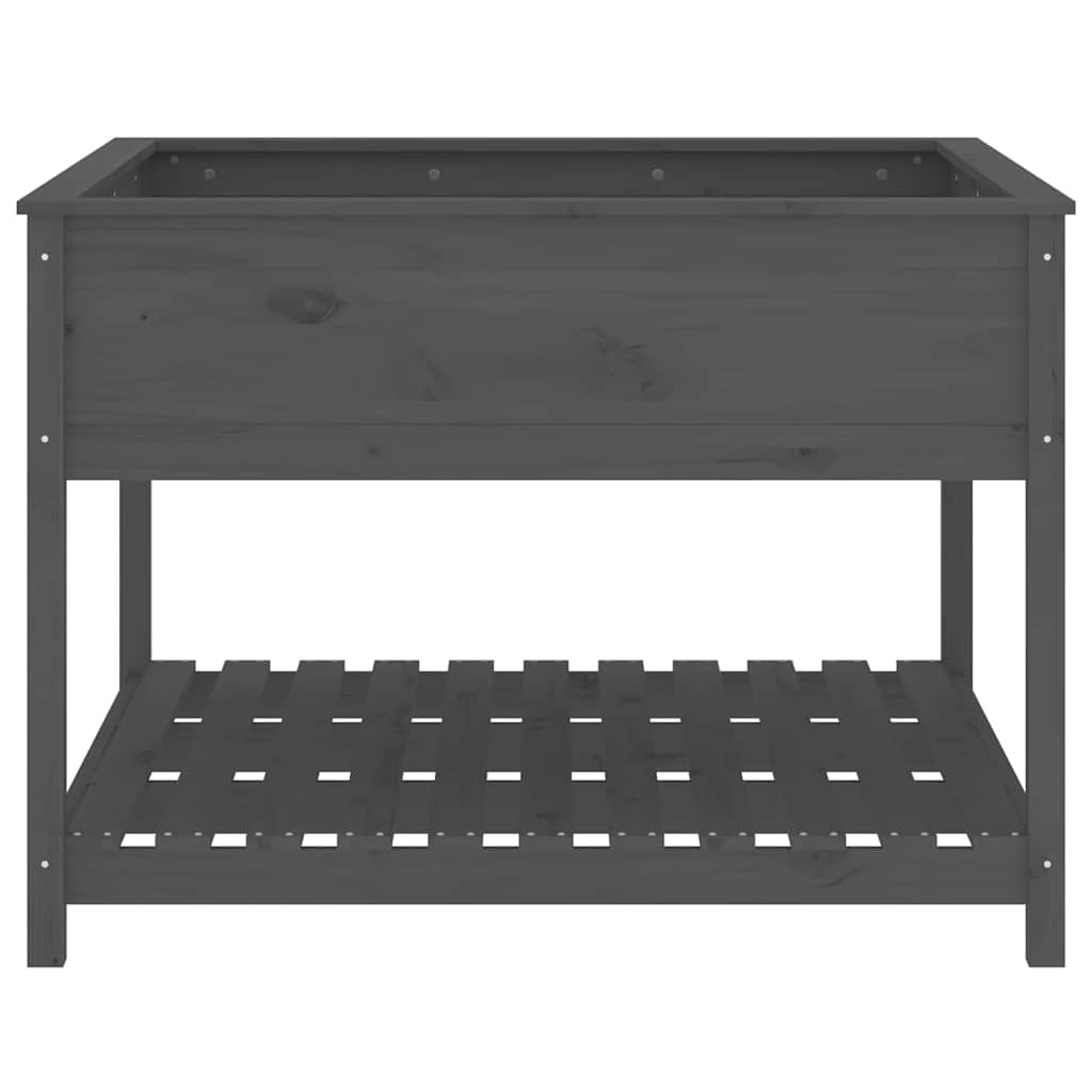 Planter with Shelf Grey 111.5x111.5x81 cm Solid Wood Pine