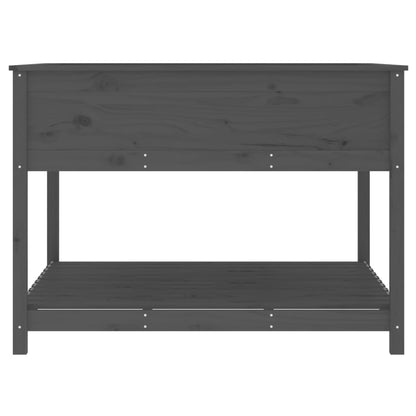 Planter with Shelf Grey 111.5x111.5x81 cm Solid Wood Pine