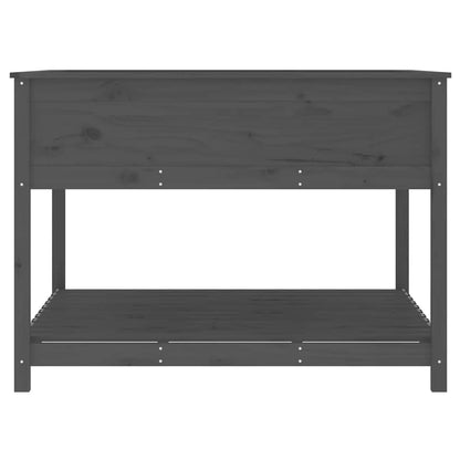 Planter with Shelf Grey 111,5x111,5x81 cm Solid Wood Pine