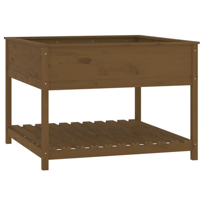 Planter with Shelf Honey Brown 111.5x111.5x81cm Solid Wood Pine