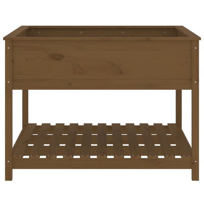 Planter with Shelf Honey Brown 111.5x111.5x81cm Solid Wood Pine