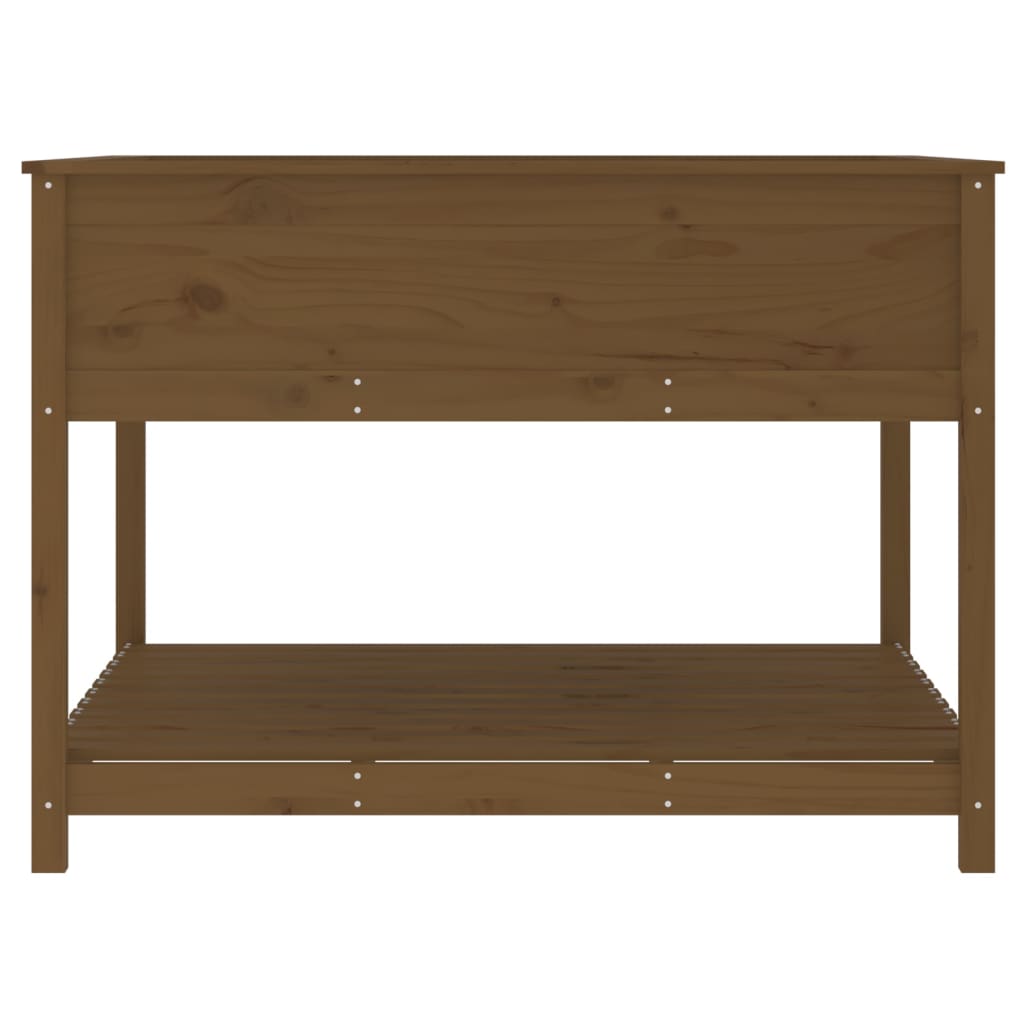 Planter with Shelf Honey Brown 111.5x111.5x81cm Solid Wood Pine
