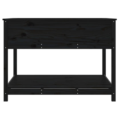 Planter with Shelf Black 111.5x111.5x81 cm Solid Wood Pine