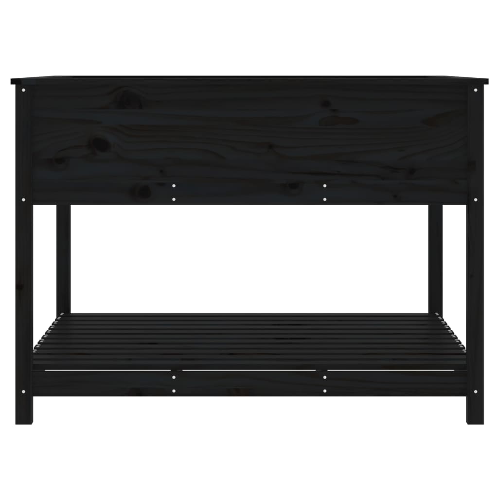 Planter with Shelf Black 111,5x111,5x81 cm Solid Wood Pine