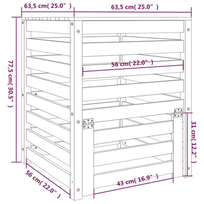Composter 63,5x63,5x77,5 cm Solid Wood Pine