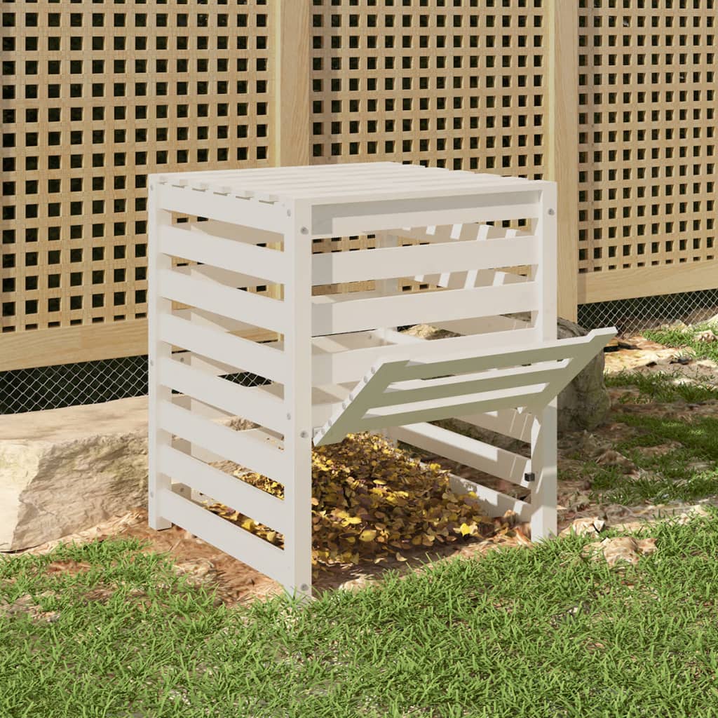 Composter White 63,5x63,5x77,5 cm Solid Wood Pine