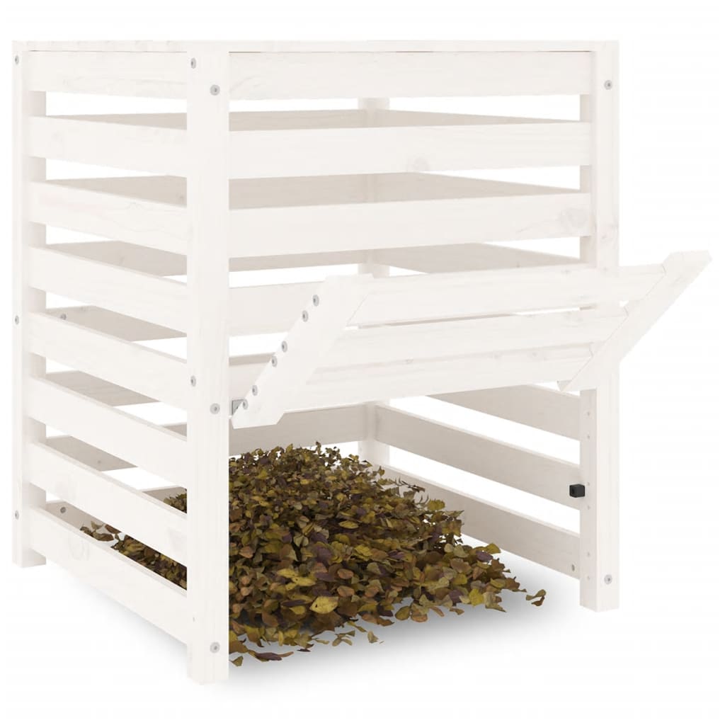 Composter White 63,5x63,5x77,5 cm Solid Wood Pine