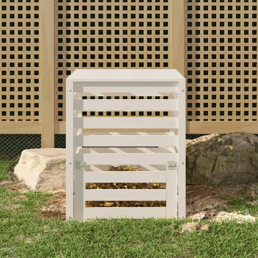 Composter White 63,5x63,5x77,5 cm Solid Wood Pine