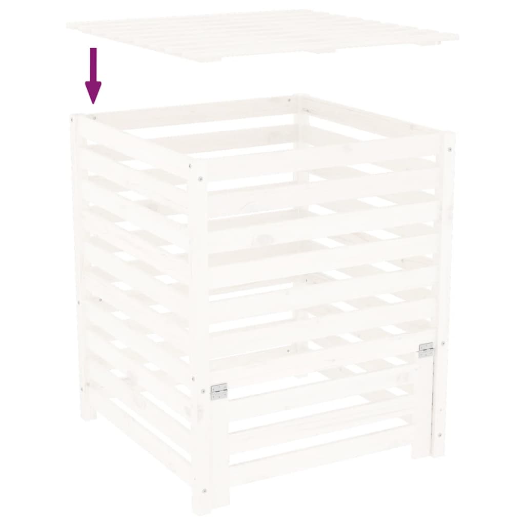 Composter White 82,5x82,5x99,5 cm Solid Wood Pine