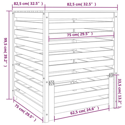 Composter White 82,5x82,5x99,5 cm Solid Wood Pine