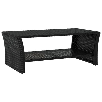 Coffee Table | Black | PE rattan, powder-coated steel | 100x50x40 cm