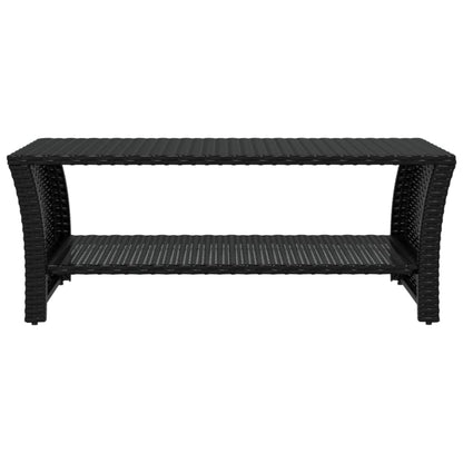 Coffee Table | Black | PE rattan, powder-coated steel | 100x50x40 cm