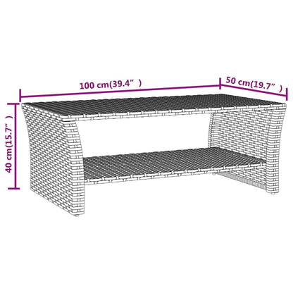 Coffee Table | Black | PE rattan, powder-coated steel | 100x50x40 cm