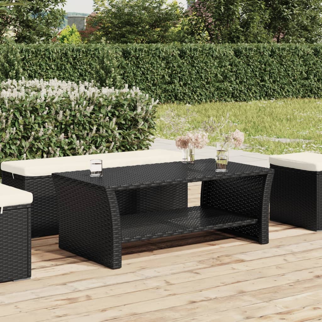 Coffee Table | Black | PE rattan, powder-coated steel | 100x50x40 cm