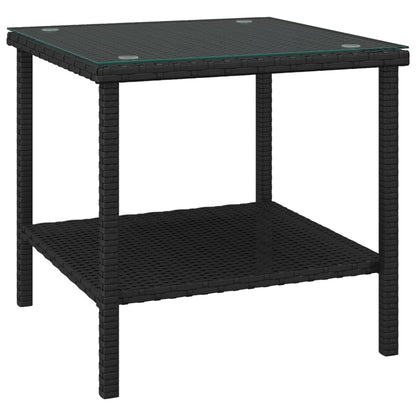 Side Table | Black | PE rattan, tempered glass, powder-coated steel