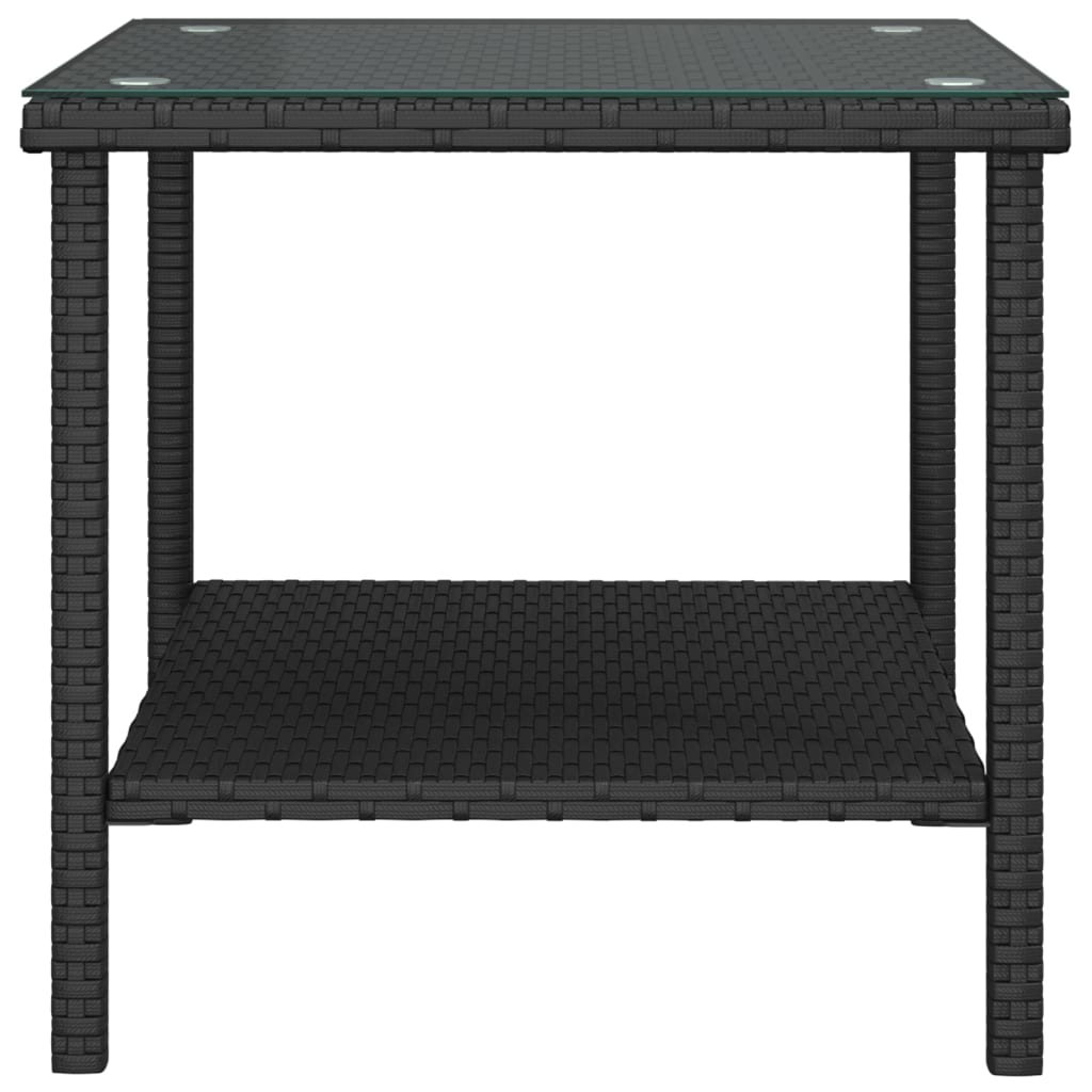 Side Table | Black | PE rattan, tempered glass, powder-coated steel