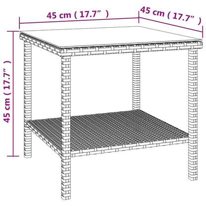 Side Table Black 45x45x45 cm Poly Rattan and Tempered Glass