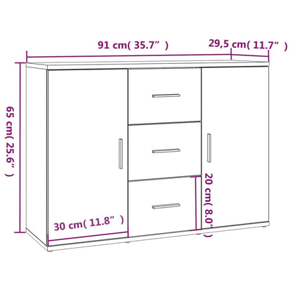 Sideboard Sonoma Oak 91x29.5x65 cm Engineered Wood