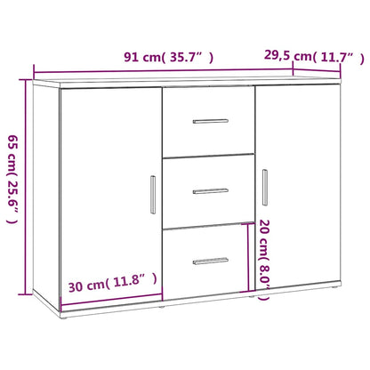 Sideboard Sonoma Oak 91x29,5x65 cm Engineered Wood