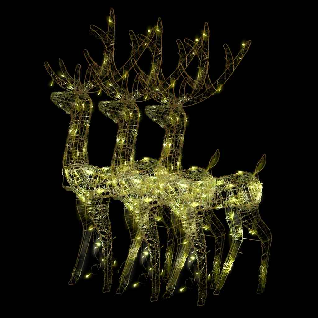 Acrylic Reindeer Christmas Decorations 3 pcs 128 cm Warm White