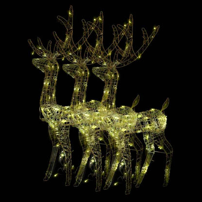 Acrylic Reindeer Christmas Decorations 3 pcs 128 cm Warm White