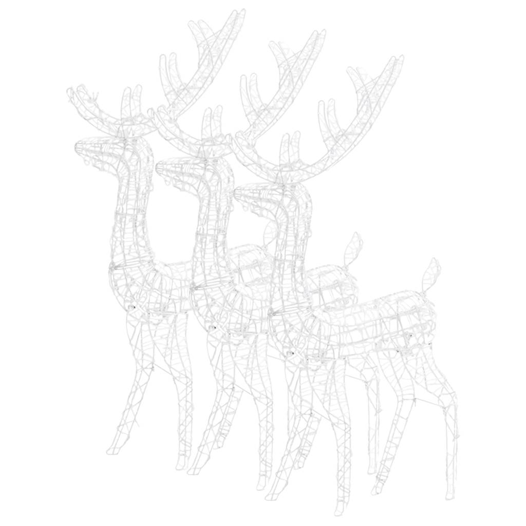 Acrylic Reindeer Christmas Decorations 3 pcs 128 cm Warm White