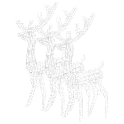 Acrylic Reindeer Christmas Decorations 3 pcs 128 cm Warm White