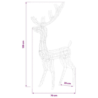 Acrylic Reindeer Christmas Decorations 3 pcs 128 cm Warm White