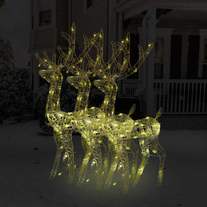 Acrylic Reindeer Christmas Decorations 3 pcs 128 cm Warm White