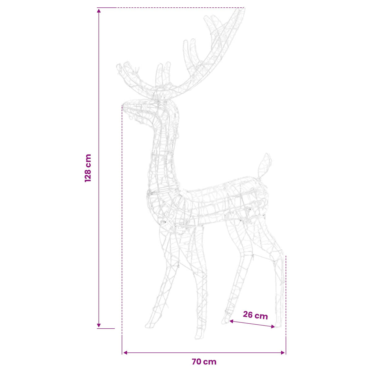 Acrylic Reindeer Christmas Decorations 3 pcs 128 cm Warm White