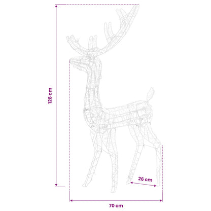 Acrylic Reindeer Christmas Decorations 3 pcs 128 cm Warm White