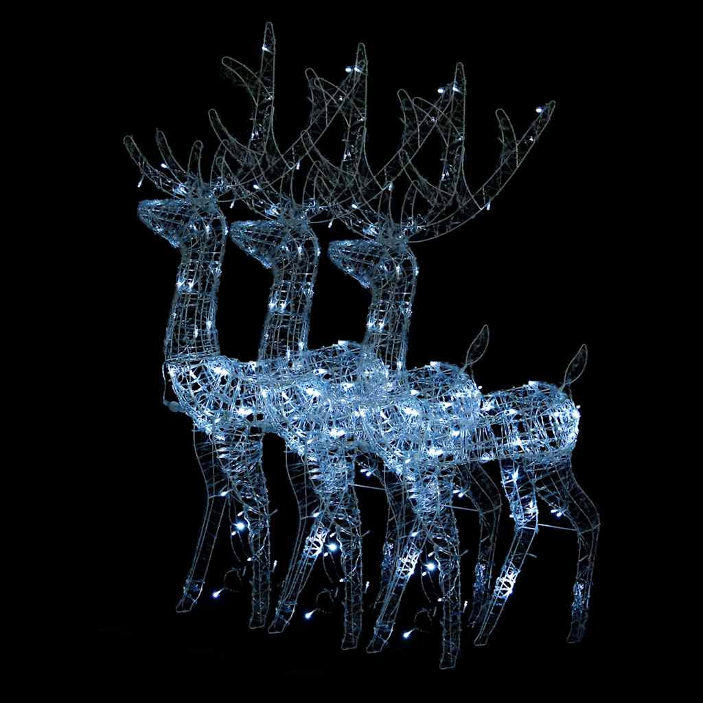 Acrylic Reindeer Christmas Decorations 3 pcs 128 cm Cold White