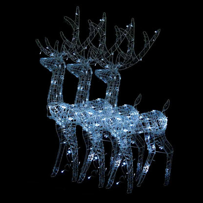 Acrylic Reindeer Christmas Decorations 3 pcs 128 cm Cold White