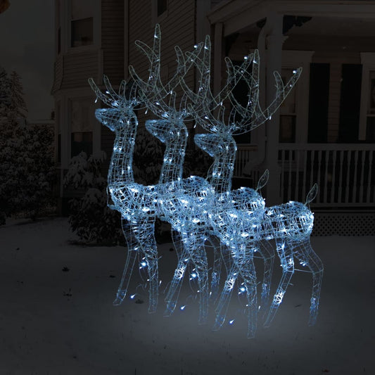 Acrylic Reindeer Christmas Decorations 3 pcs 120 cm Cold White