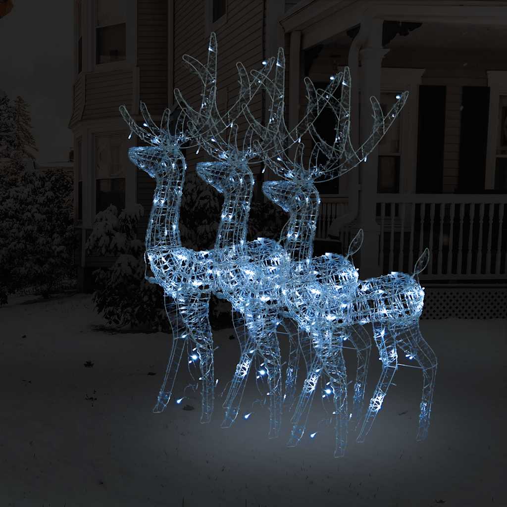 Acrylic Reindeer Christmas Decorations 3 pcs 128 cm Cold White