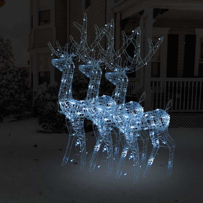 Acrylic Reindeer Christmas Decorations 3 pcs 128 cm Cold White