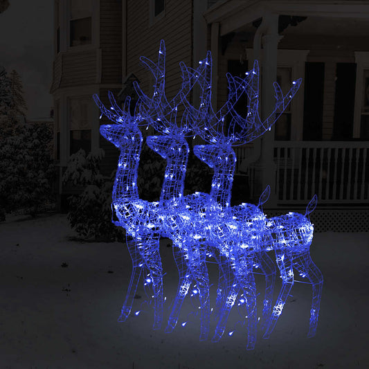 Acrylic Reindeer Christmas Decorations 3 pcs 128 cm Blue