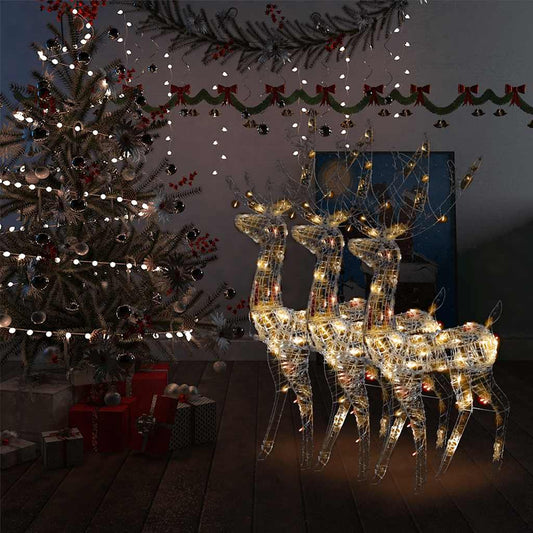 Acrylic Reindeer Christmas Decorations 3 pcs 128cm Multicolour