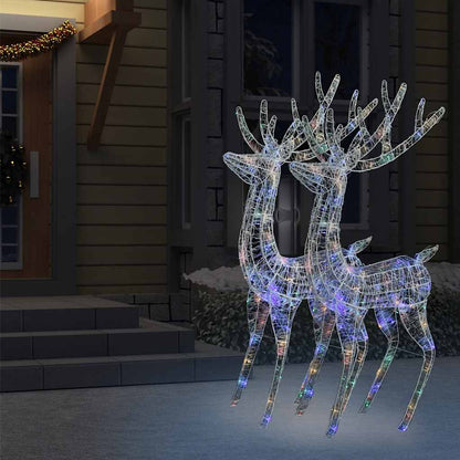 XXL Acrylic Christmas Reindeers 250 LED 2 pcs 180 cm Multicolour