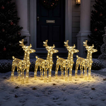 Christmas Reindeers 4 pcs Warm White 160 LEDs Acrylic