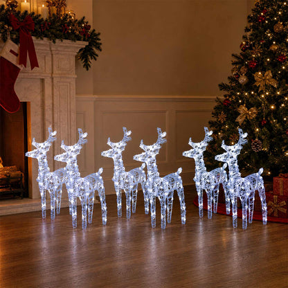 Christmas Reindeers 6 pcs Cold White 240 LEDs Acrylic