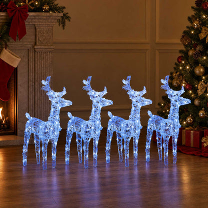 Christmas Reindeers 4 pcs Blue 160 LEDs Acrylic