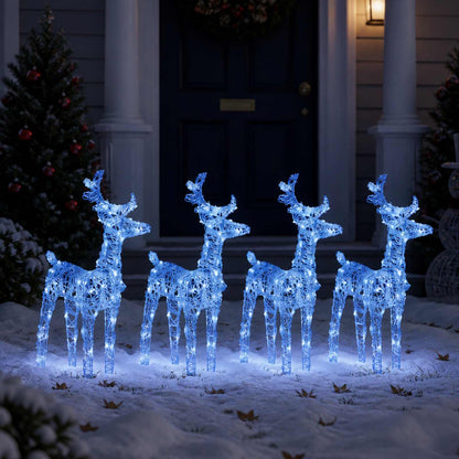 Christmas Reindeers 4 pcs Blue 160 LEDs Acrylic