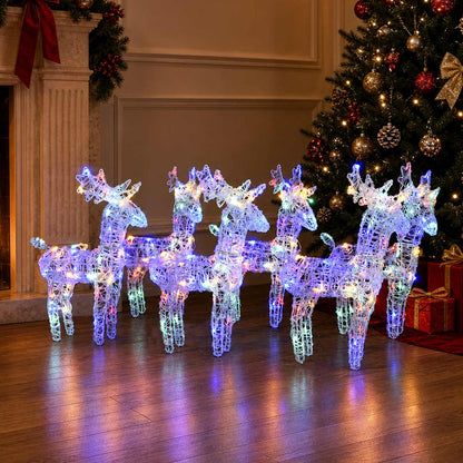 Christmas Reindeers 6 pcs Multicolour 240 LEDs Acrylic