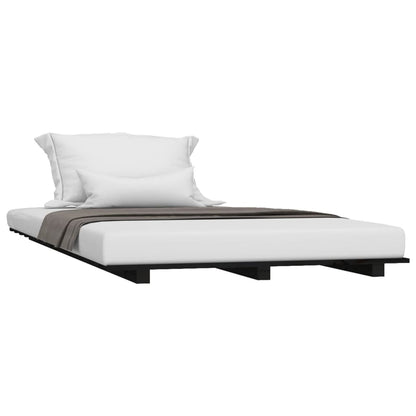 Bed Frame without Mattress Black 100x200 cm Solid Wood Pine